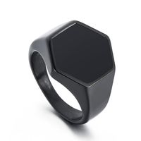Simple Style Hexagon Solid Color Stainless Steel Polishing Unisex Rings sku image 13