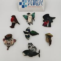 Pastoral Bird Wood Unisex Brooches sku image 1