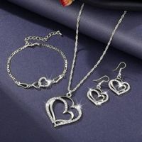 Glam Heart Shape Alloy Plating Rhinestones Women's Bracelets Earrings Necklace sku image 4