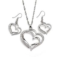 Glam Heart Shape Alloy Plating Rhinestones Women's Bracelets Earrings Necklace main image 5