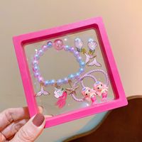 Cartoon Style Rabbit Unicorn Shell Plastic Beaded Girl's Bracelets 1 Set sku image 14