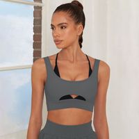 Sports Solid Color Nylon Cotton Blend U Neck Backless Active Tops Vest sku image 4