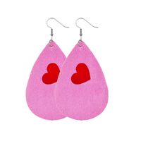 1 Pair Lady Streetwear Letter Heart Shape Pu Leather Drop Earrings sku image 4