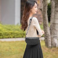 Women's Small Pu Leather Solid Color Lingge Elegant Shell Zipper Crossbody Bag main image 5