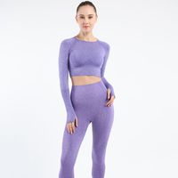 Casual Sports Solid Color Round Neck Tracksuit T-shirt Leggings main image 2