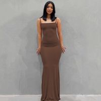 Women's Strap Dress Simple Style Strap Sleeveless Solid Color Maxi Long Dress Daily main image 6