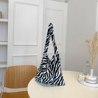 Women's Large All Seasons Plush Zebra Stripe Fashion Square Open Tote Bag main image 6