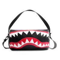 Hommes Moyen Faux Cuir Tête Requin Mode Cylindrique Fermeture Éclair Sac Bandoulière main image 3