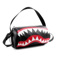 Hommes Moyen Faux Cuir Tête Requin Mode Cylindrique Fermeture Éclair Sac Bandoulière main image 4