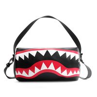 Men's Medium Pu Leather Shark Head Fashion Cylindrical Zipper Crossbody Bag sku image 1