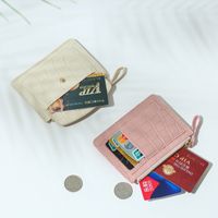 Women's Solid Color Pu Leather Metal Button Zipper Card Holders main image 4