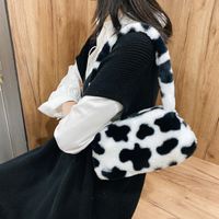 Women's Small Winter Autumn Plush Stripe Leopard Streetwear Square Zipper Shoulder Bag main image 4