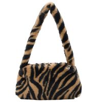 Women's Small Winter Autumn Plush Stripe Leopard Streetwear Square Zipper Shoulder Bag main image 2