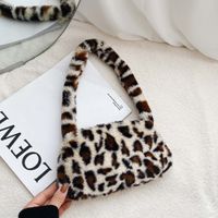 Women's Small Winter Autumn Plush Stripe Leopard Streetwear Square Zipper Shoulder Bag sku image 8