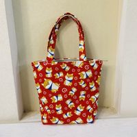 Women's Fashion Flower Canvas Shopping Bags sku image 4