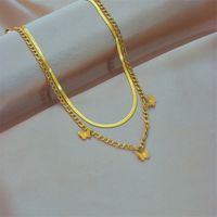 Fashion Butterfly Titanium Steel Plating Layered Necklaces 1 Piece main image 2