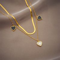 Fashion Heart Shape Titanium Steel Plating Layered Necklaces 1 Piece main image 4