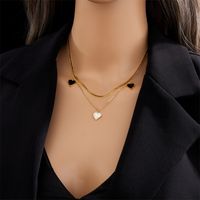 Fashion Heart Shape Titanium Steel Plating Layered Necklaces 1 Piece sku image 2