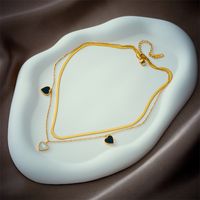 Fashion Heart Shape Titanium Steel Plating Layered Necklaces 1 Piece main image 5