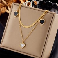 Fashion Heart Shape Titanium Steel Plating Layered Necklaces 1 Piece main image 1