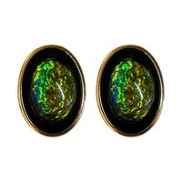 1 Pair Retro Leaf Oval Water Droplets Enamel Alloy Resin Earrings sku image 1