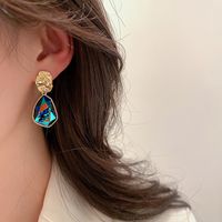 1 Pair Retro Leaf Oval Water Droplets Enamel Alloy Resin Earrings main image 3