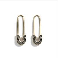 Ins Mode Alternative Nadel Ohrringe Diamant Perle Brosche Doppel Büroklammer Ohrringe  Explosive Style Großhandel sku image 4