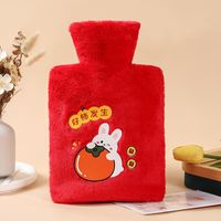 Soft Rabbit Fur Hot Water Bag Water Injection Hand Warmer Thickened Explosion-proof Plush Cartoon Large Hot-water Bag Wholesale Direct Sales sku image 10