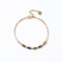 Ins Style Geometric Stainless Steel Natural Stone Plating 18k Gold Plated Bracelets main image 3