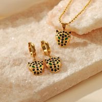 Fashion Animal Stainless Steel Titanium Steel Gold Plated Rhinestones Earrings Necklace 1 Piece 1 Pair main image 1