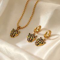 Fashion Animal Stainless Steel Titanium Steel Gold Plated Rhinestones Earrings Necklace 1 Piece 1 Pair main image 3
