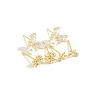 Fashion Butterfly Copper Inlay Artificial Pearls Zircon Ear Studs 1 Pair main image 3