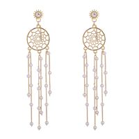 Fashion Spider Web Copper Inlay Artificial Pearls Zircon Drop Earrings 1 Pair main image 4