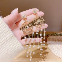 Fashion Spider Web Copper Inlay Artificial Pearls Zircon Drop Earrings 1 Pair main image 5