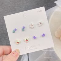 Fashion Heart Shape Flower Butterfly Alloy Plating Women's Earrings 1 Set sku image 22
