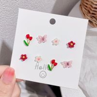 Fashion Heart Shape Flower Butterfly Alloy Plating Women's Earrings 1 Set sku image 19