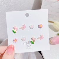 Fashion Heart Shape Flower Butterfly Alloy Plating Women's Earrings 1 Set sku image 18