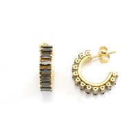 1 Pair Simple Style C Shape Inlay Stainless Steel Artificial Diamond Earrings sku image 1