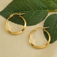 Simple Style Round Titanium Steel Gold Plated Earrings 1 Pair main image 5