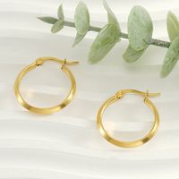 Simple Style Round Titanium Steel Gold Plated Earrings 1 Pair main image 1