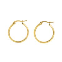 Simple Style Round Titanium Steel Gold Plated Earrings 1 Pair sku image 1