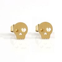 Style Simple Crâne Acier Inoxydable Placage Boucles D'oreilles 1 Paire main image 5