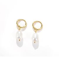 Retro Geometric Copper Pearl Drop Earrings 1 Pair sku image 1