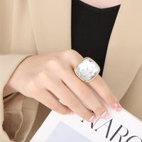 Fashion Square Stainless Steel Polishing Inlay Crystal Glass Rings 1 Piece main image 2