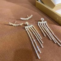 Fashion Tassel Alloy Inlay Artificial Diamond Women's Drop Earrings 1 Pair main image 3
