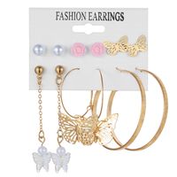 Retro Round Alloy Plating Artificial Pearls Women's Earrings Ear Studs 6-piece Set sku image 4