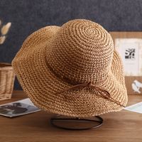 Women's Simple Style Bow Knot Braid Wide Eaves Straw Hat main image 5