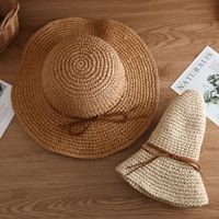 Women's Simple Style Bow Knot Braid Wide Eaves Straw Hat main image 4