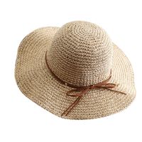 Women's Simple Style Bow Knot Braid Wide Eaves Straw Hat main image 3