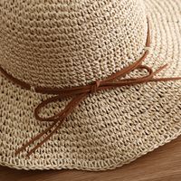 Women's Simple Style Bow Knot Braid Wide Eaves Straw Hat main image 2